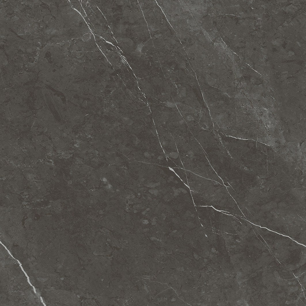The Thirties Pietra Grey Polished Marble Look Porcelain Tiles 30x30 close up