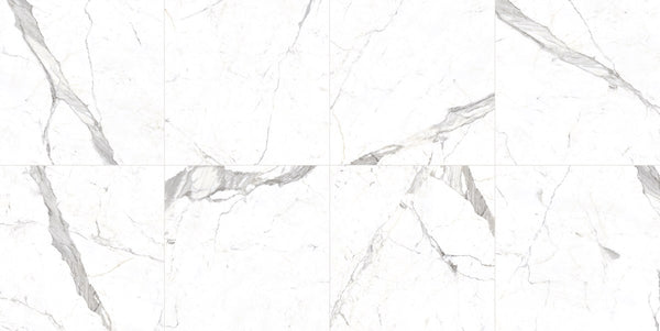The Thirties Statuarietto Honed Marble Look Porcelain Tiles 30x30, several pieces laid together