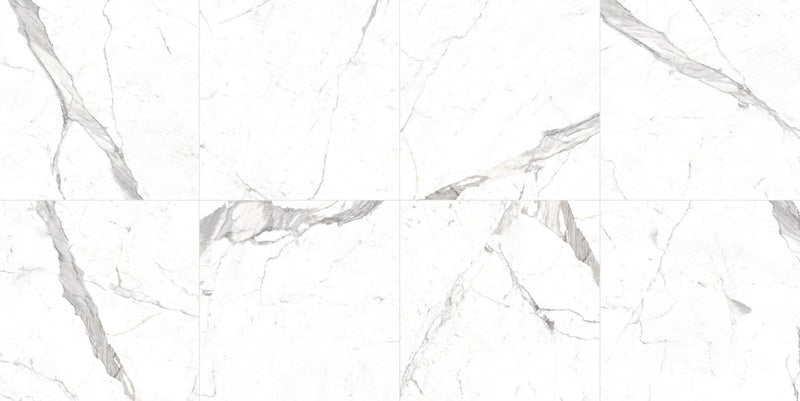 The Thirties Statuarietto Polished Marble Look Porcelain Tiles 30x30, several pieces laid together
