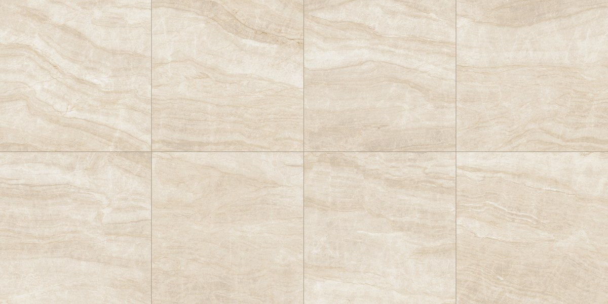 The Thirties Taj Mahal Polished Marble Look Porcelain Tiles 30x30, several pieces laid together