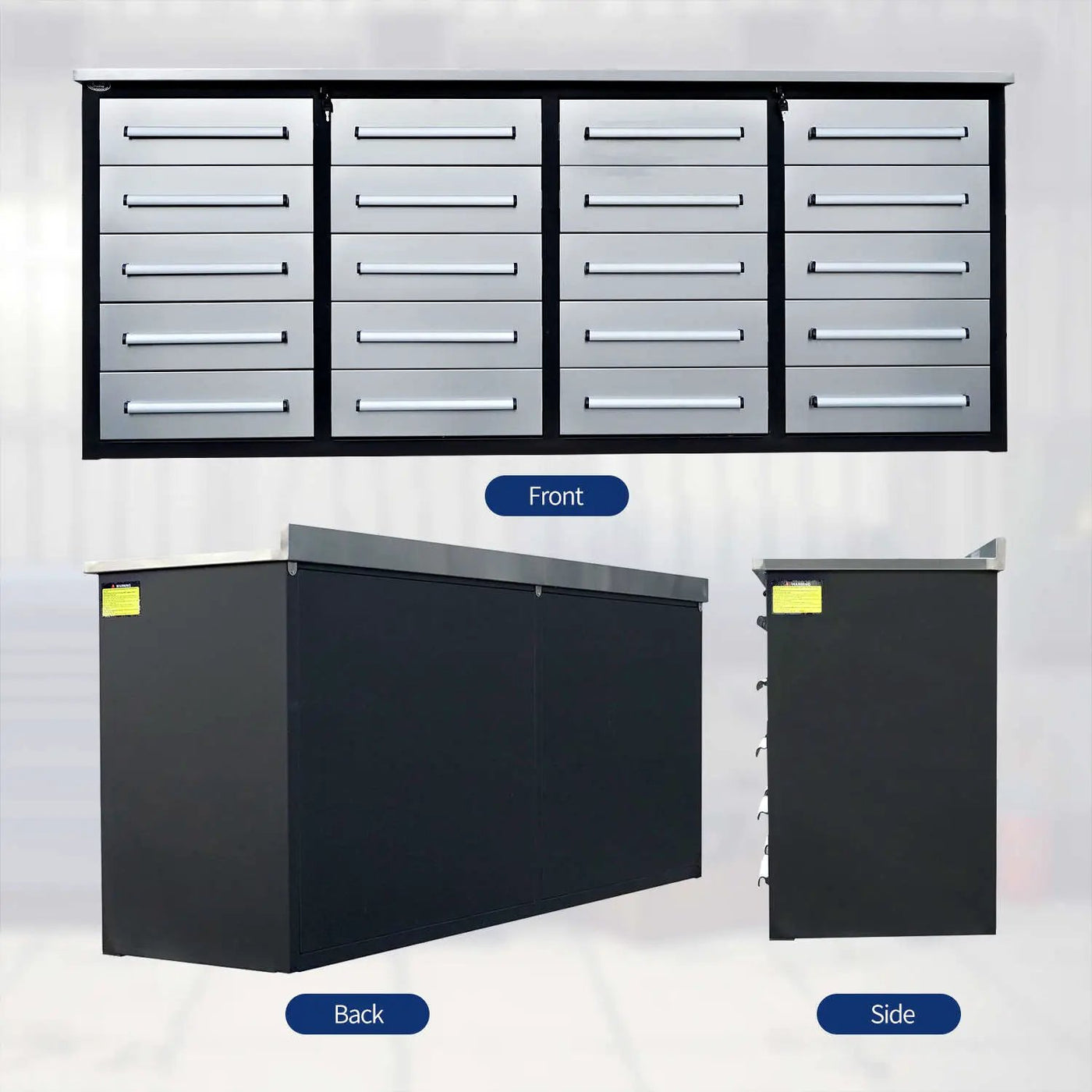 7ft Heavy Duty Garage Workbench Cabinet with 20 Drawers by Chery Industrial