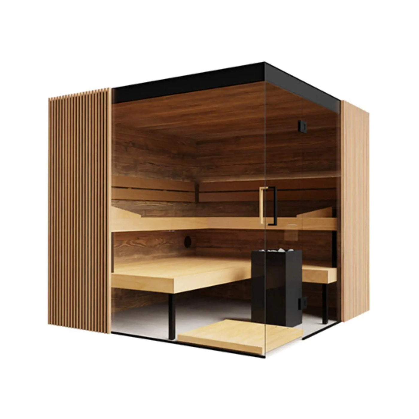 ThermaSol Aalto 4-Person Indoor Semi Panoramic Glass Sauna Cabin [Made-To-Order] [14-AALTODL\R] (SAK13285) by SAKSBY WHOLESALE