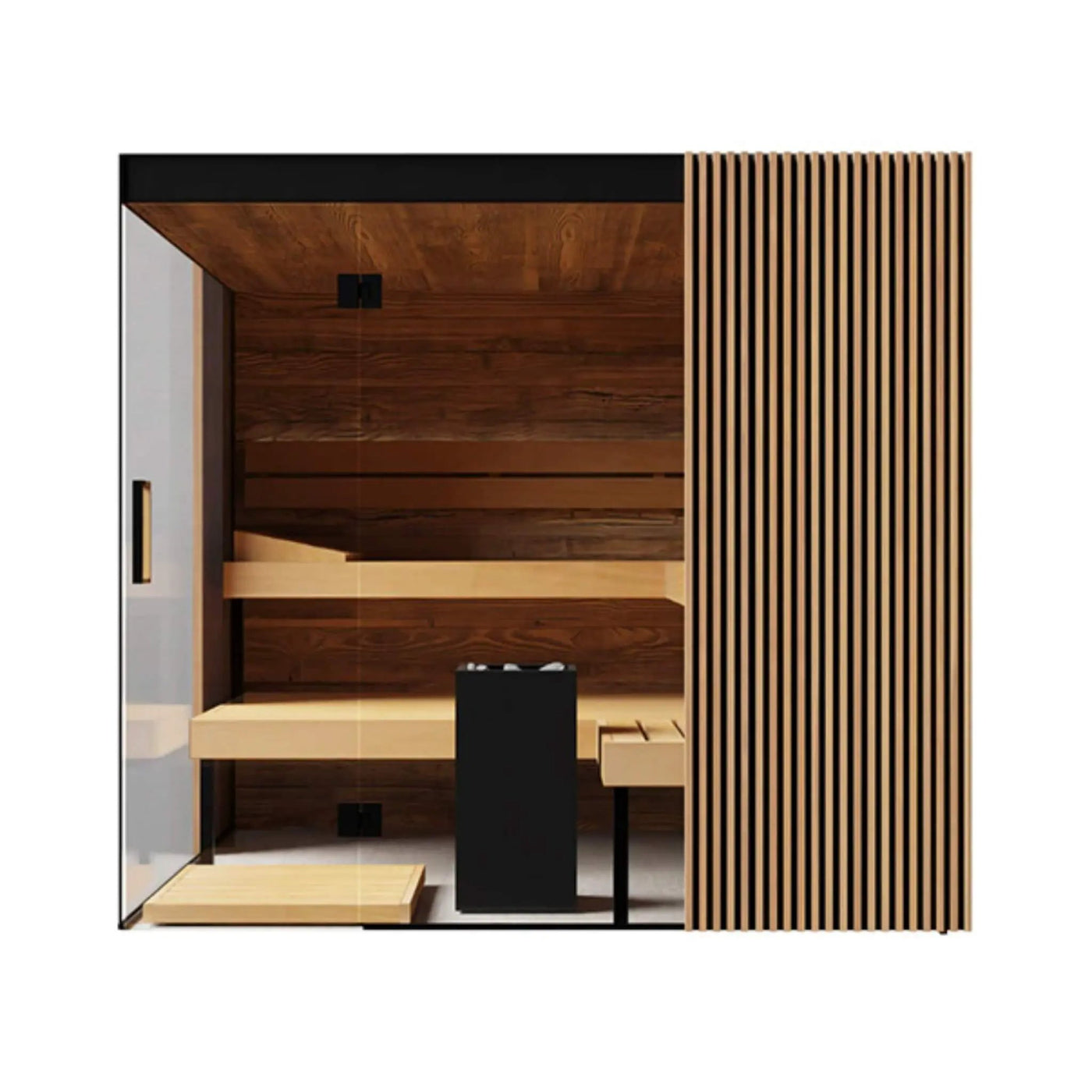 ThermaSol Aalto 4-Person Indoor Semi Panoramic Glass Sauna Cabin [Made-To-Order] [14-AALTODL\R] (SAK13285) by SAKSBY WHOLESALE