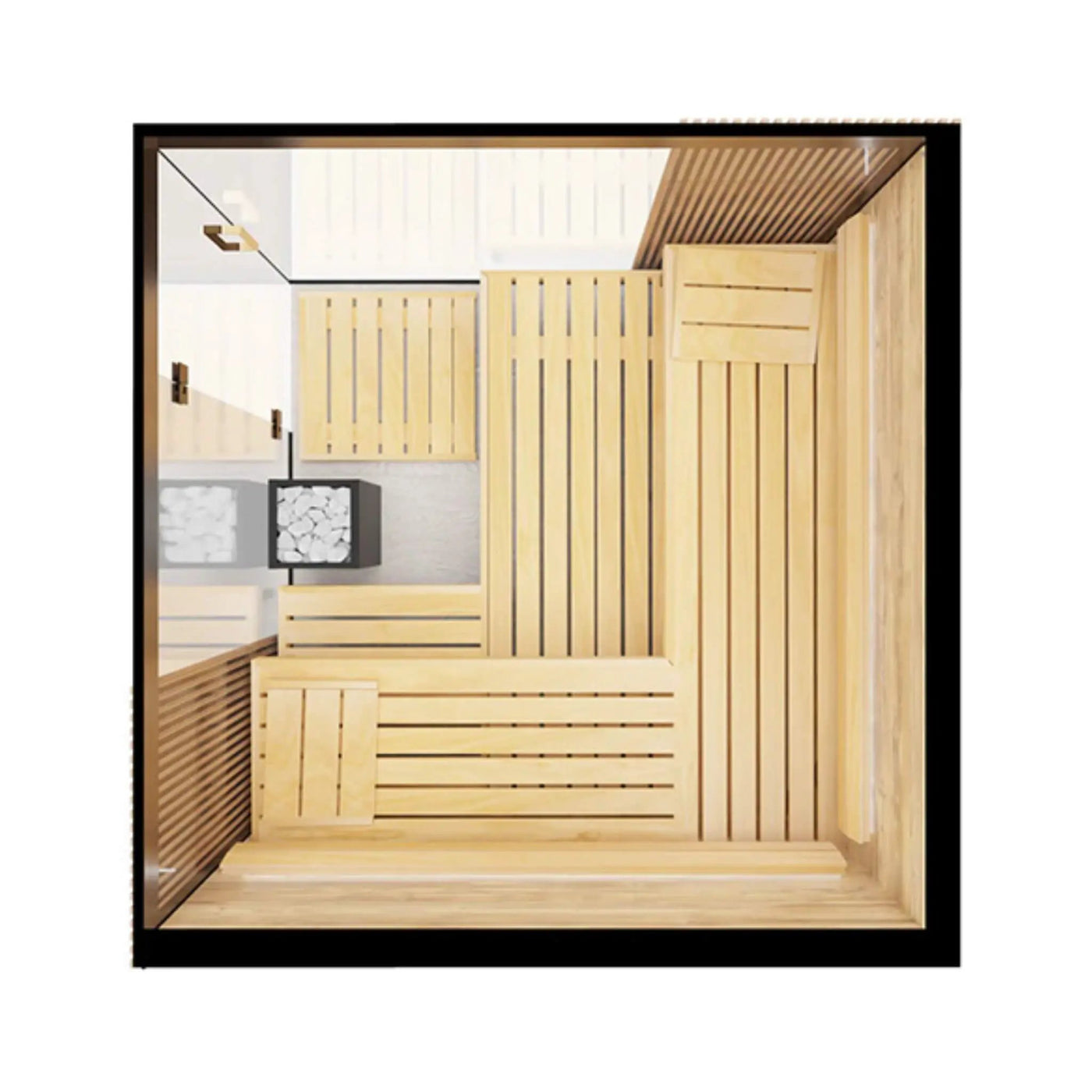 ThermaSol Aalto 4-Person Indoor Semi Panoramic Glass Sauna Cabin [Made-To-Order] [14-AALTODL\R] (SAK13285) by SAKSBY WHOLESALE