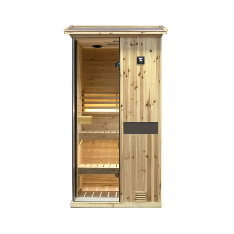Thermora Nova 1-Person Outdoor Weather-Resistant Traditional Wooden Steam Sauna Room (SAK71642) by SAKSBY WHOLESALE