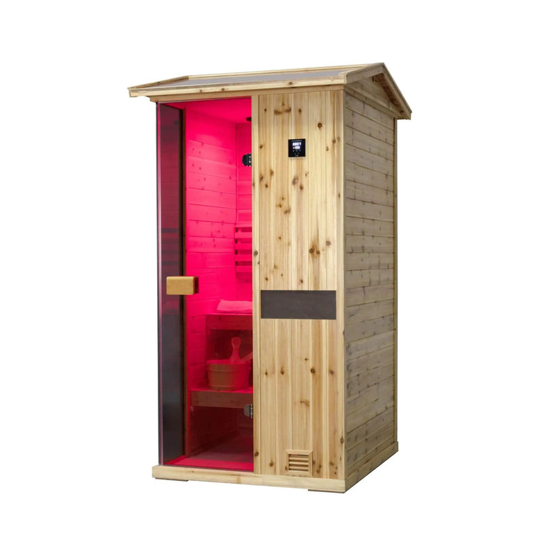 Thermora Nova 1-Person Outdoor Weather-Resistant Traditional Wooden Steam Sauna Room (SAK71642) by SAKSBY WHOLESALE