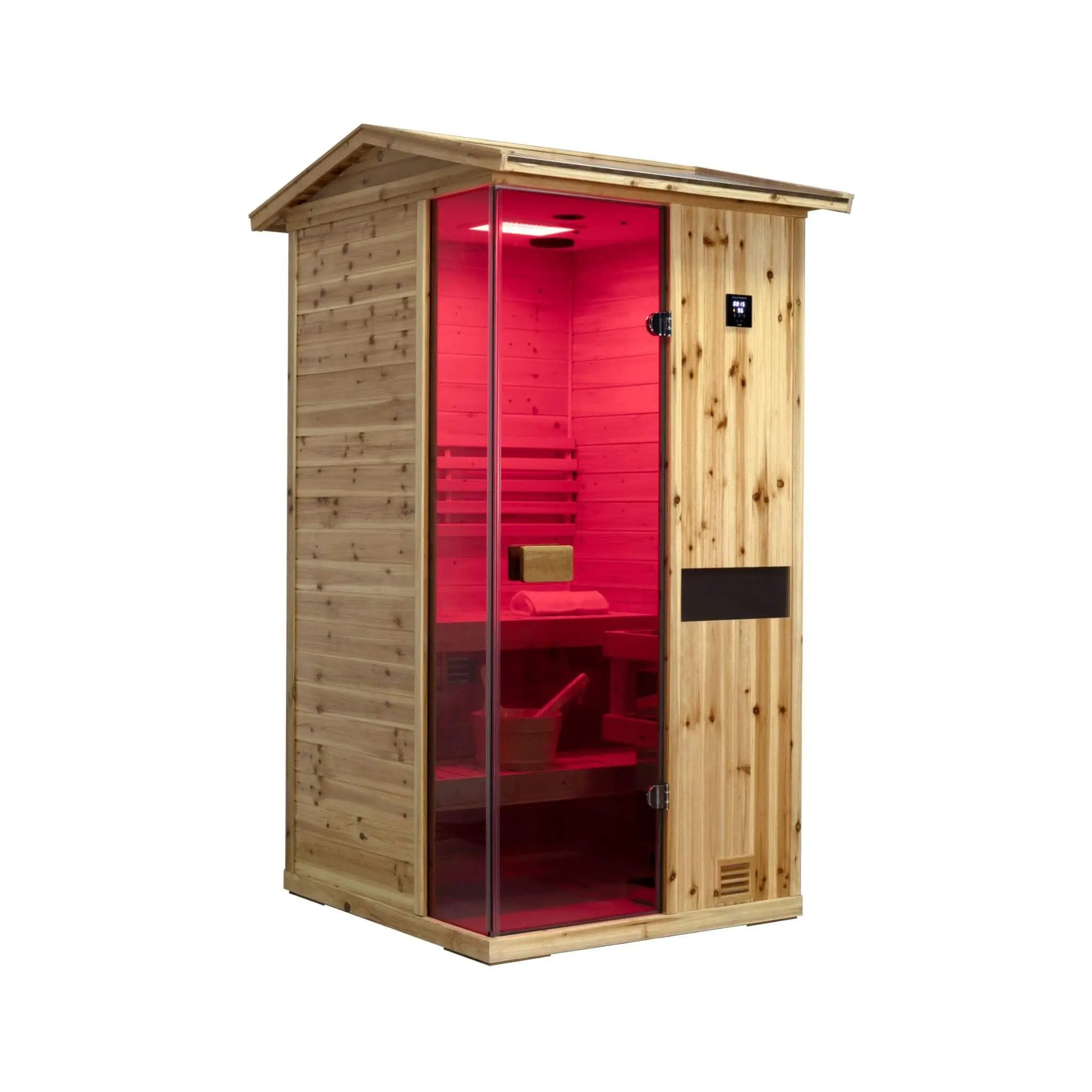 Thermora Nova 1-Person Outdoor Weather-Resistant Traditional Wooden Steam Sauna Room (SAK71642) by SAKSBY WHOLESALE