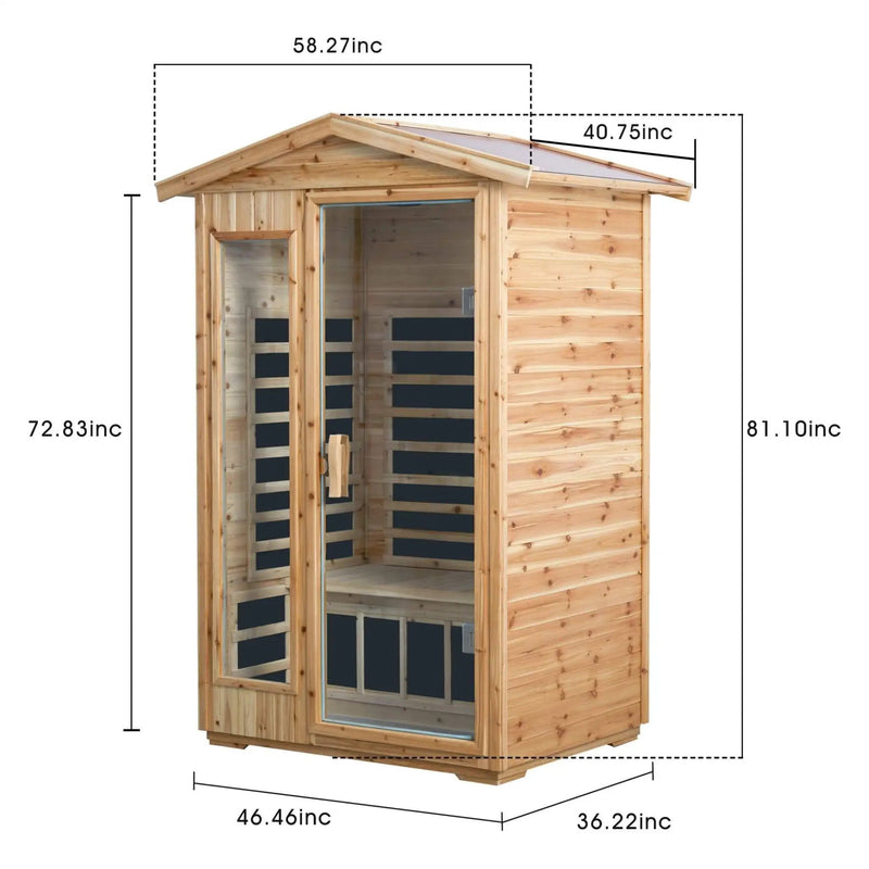 Thermora Vexa 2-Person Outdoor Infrared Sauna With Bluetooth Audio And LED Lighting (SAK28694) by SAKSBY WHOLESALE