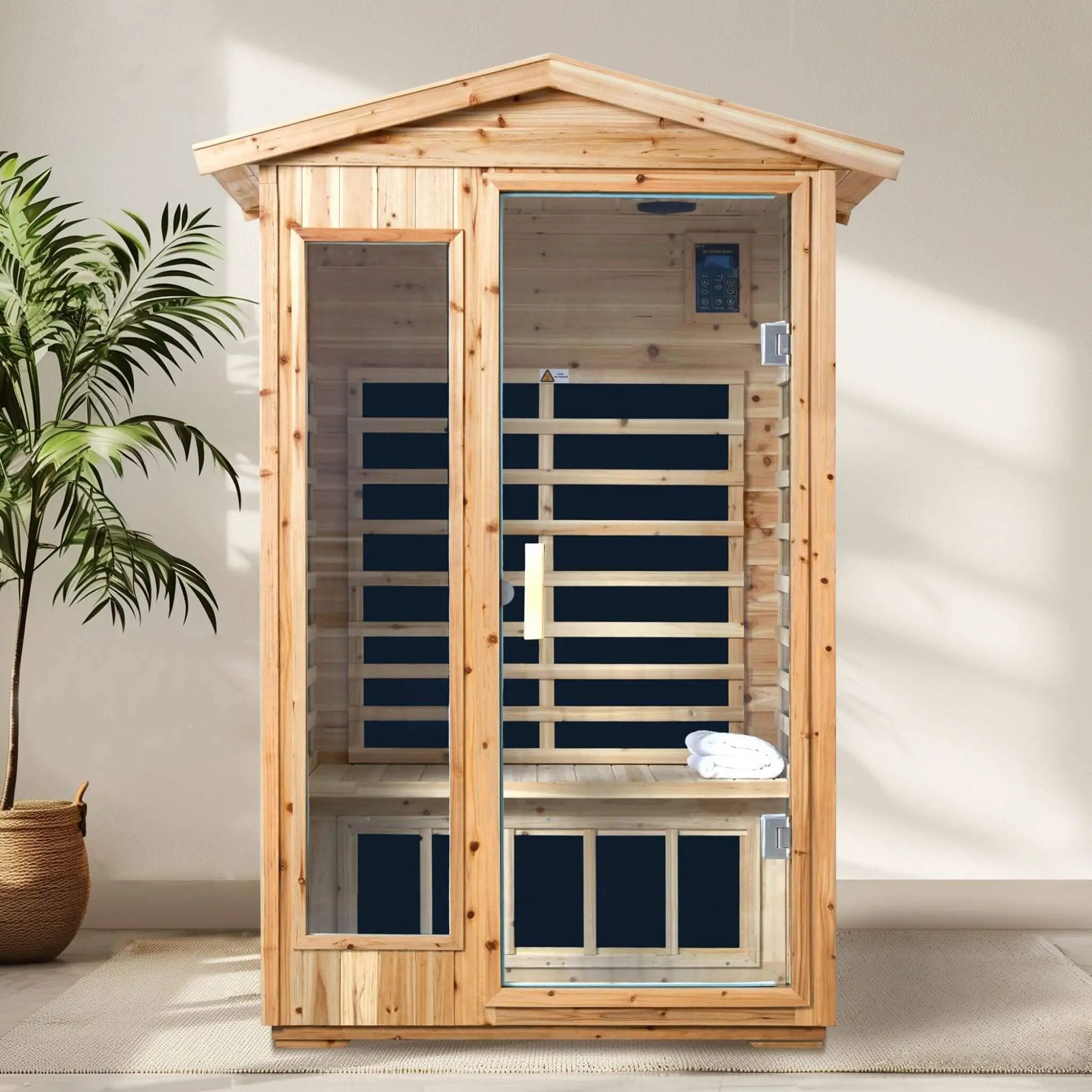 Thermora Vexa 2-Person Outdoor Infrared Sauna With Bluetooth Audio And LED Lighting (SAK28694) by SAKSBY WHOLESALE