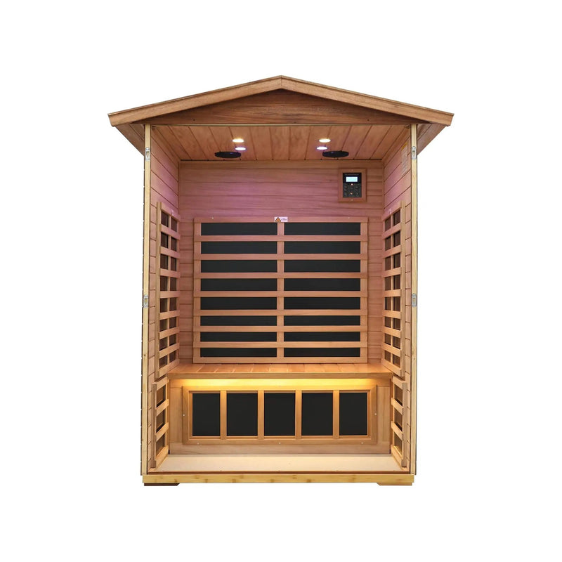 Thermora Ignis 2-Person Ultra-Low EMF Mahogany Outdoor Infrared Sauna With Bluetooth Speakers (SAK43021) by SAKSBY WHOLESALE