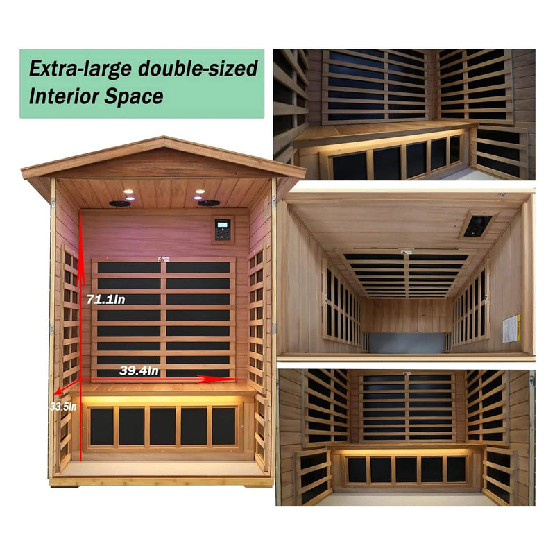 Thermora Ignis 2-Person Ultra-Low EMF Mahogany Outdoor Infrared Sauna With Bluetooth Speakers (SAK43021) by SAKSBY WHOLESALE