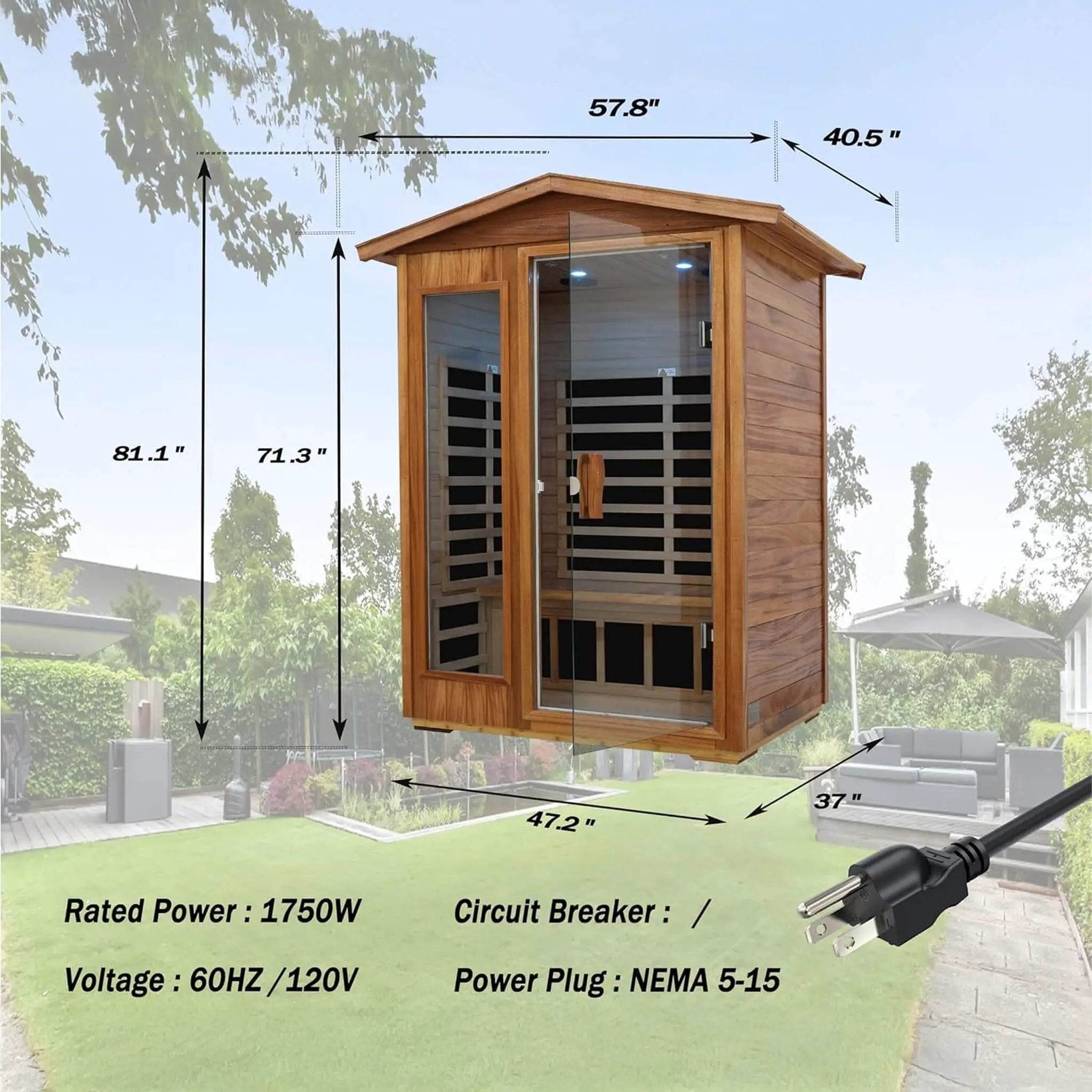 Thermora Ignis 2-Person Ultra-Low EMF Mahogany Outdoor Infrared Sauna With Bluetooth Speakers (SAK43021) by SAKSBY WHOLESALE