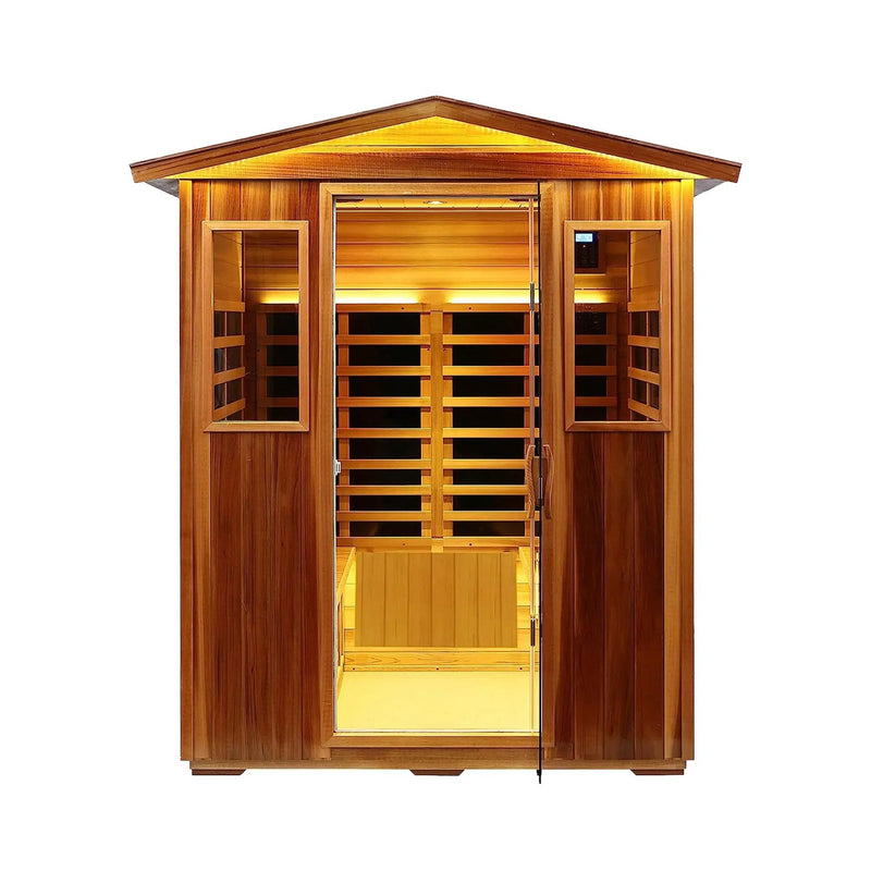 Thermora Kairo 4-Person Outdoor Infrared Hemlock Sauna With Tempered Glass Door (SAK82140) by SAKSBY WHOLESALE