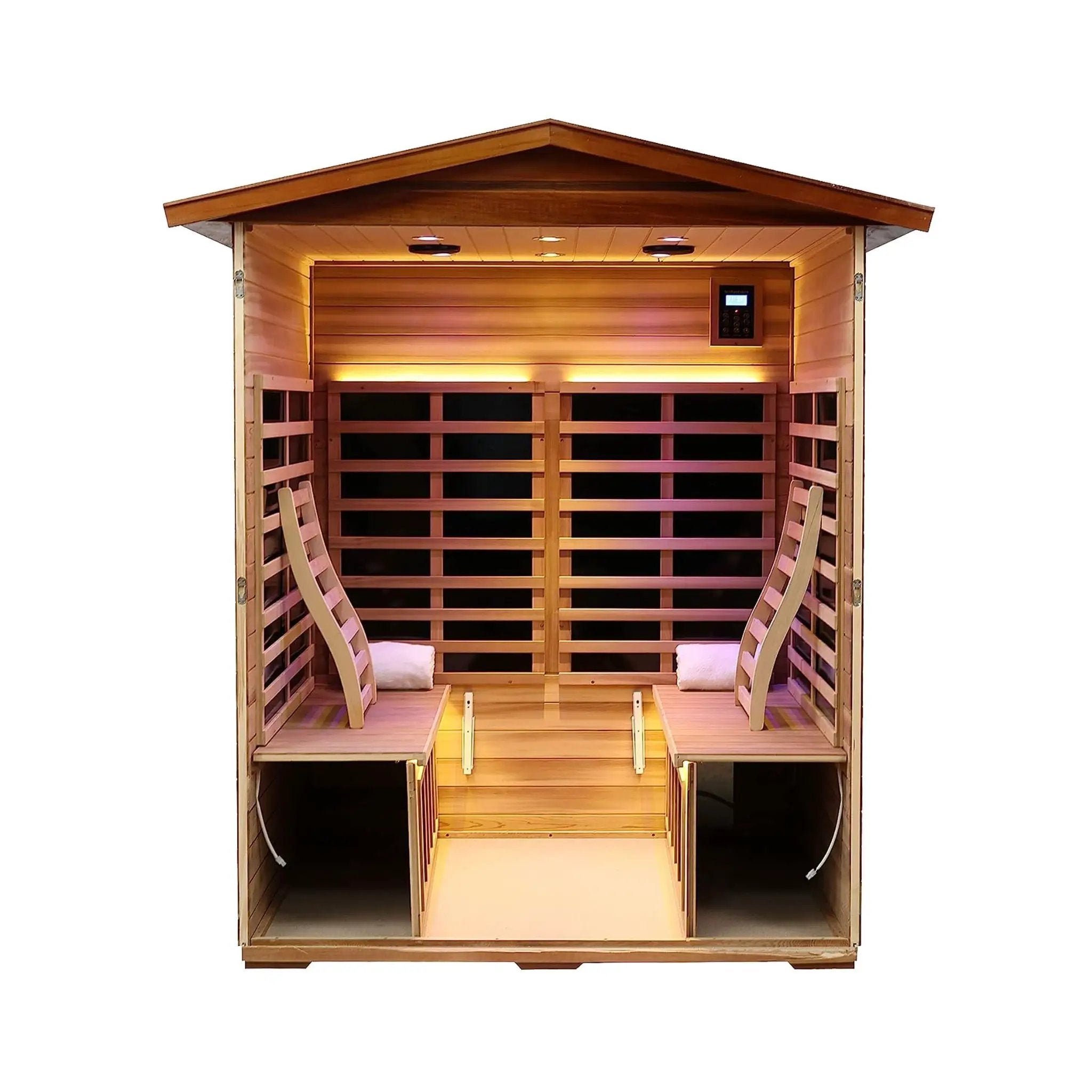 Thermora Kairo 4-Person Outdoor Infrared Hemlock Sauna With Tempered Glass Door (SAK82140) by SAKSBY WHOLESALE