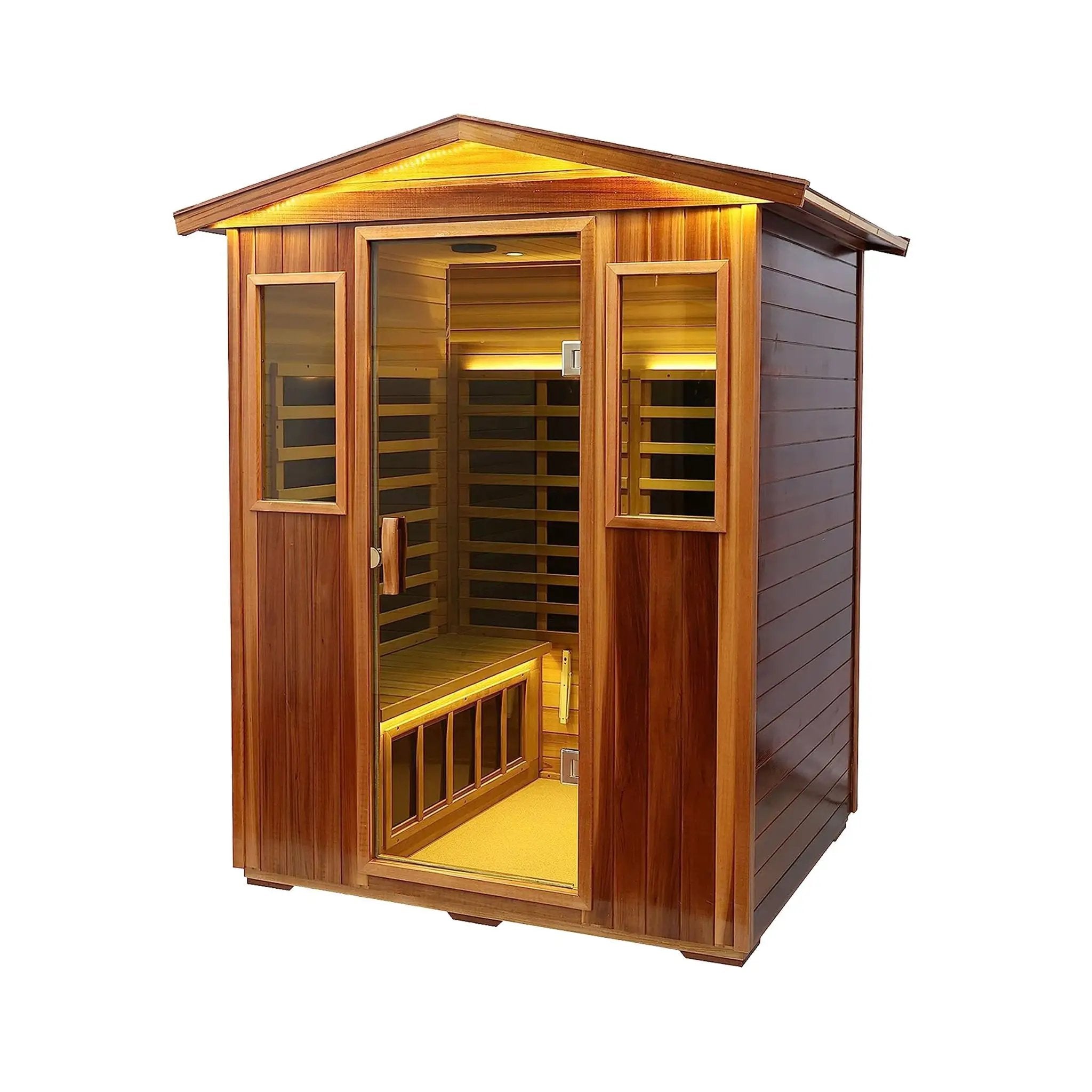 Thermora Kairo 4-Person Outdoor Infrared Hemlock Sauna With Tempered Glass Door (SAK82140) by SAKSBY WHOLESALE