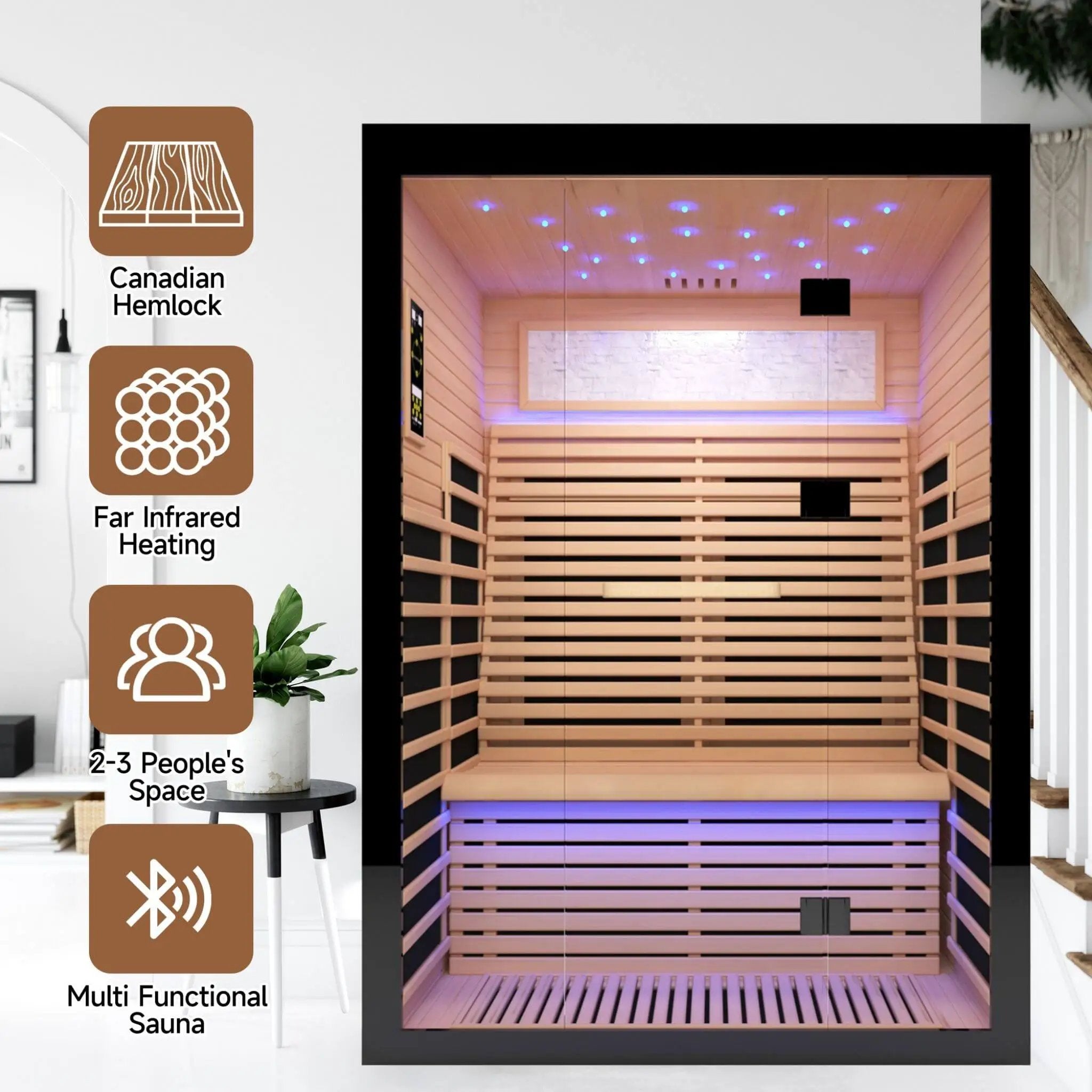 Thermora Vapor Luxury 2-Person Canadian Hemlock Wood Far Infrared Home Sauna (SAK56874) by SAKSBY WHOLESALE
