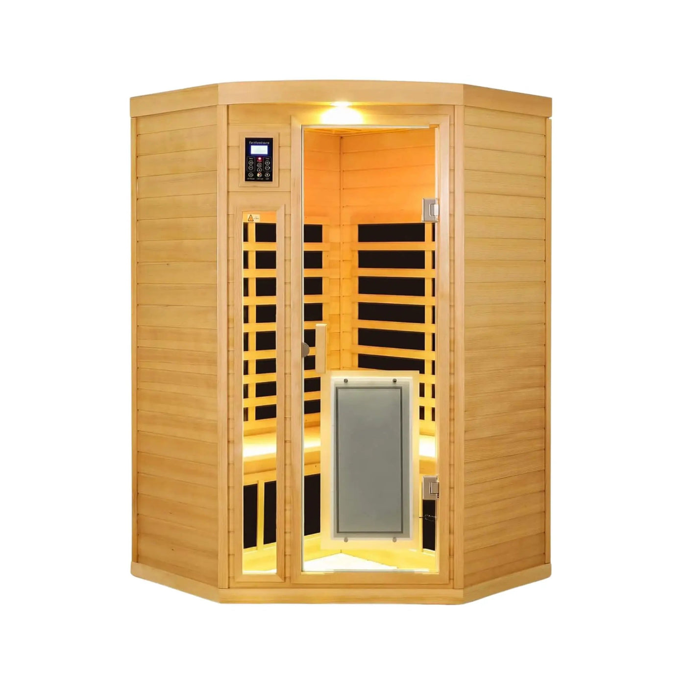 Thermora Laurent Premium 2-Person 1600W Corner Space Infrared Wooden Sauna Room With Bluetooth Speakers (SAK81524) by SAKSBY WHOLESALE
