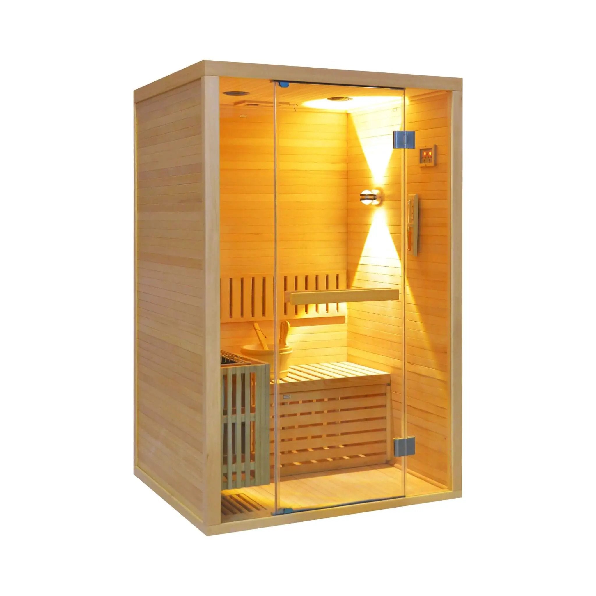 Thermora Alpine Premium 2-Person 3KW Hemlock Wood Sauna With LED Wall Light (SAK28471) by SAKSBY WHOLESALE