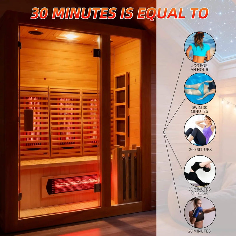 Rövia Luma 2-Person Indoor Hybrid Sauna Room With Infrared And 3.5KW Steam Heater [Made-To-Order] (SAK83750) by SAKSBY WHOLESALE