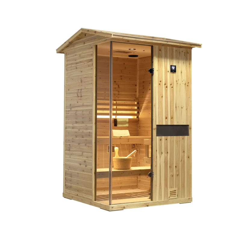 Thermora Arctic Premium 2-Person Outdoor Wooden Steam Sauna Room With Smart Control Panel And Bluetooth Audio (SAK52918) by SAKSBY WHOLESALE