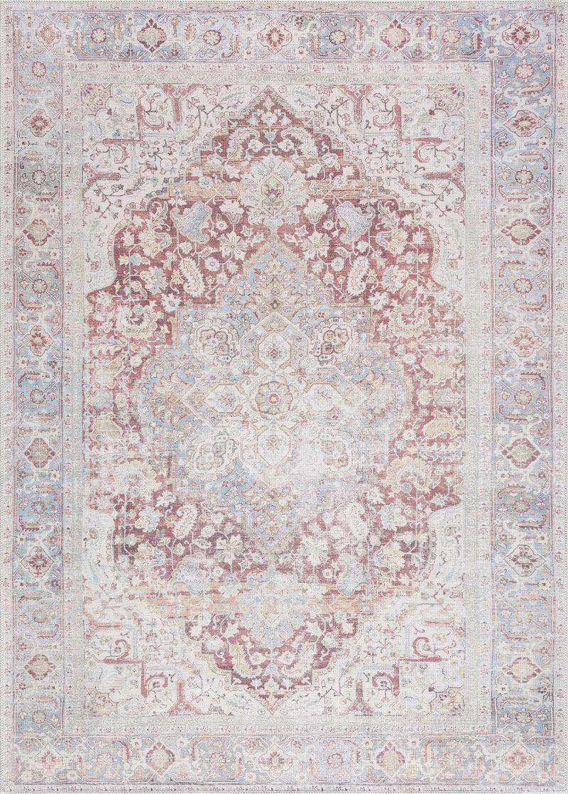 Cream Rust Leeston Washable Rug - Clearance by Boutique Rugs