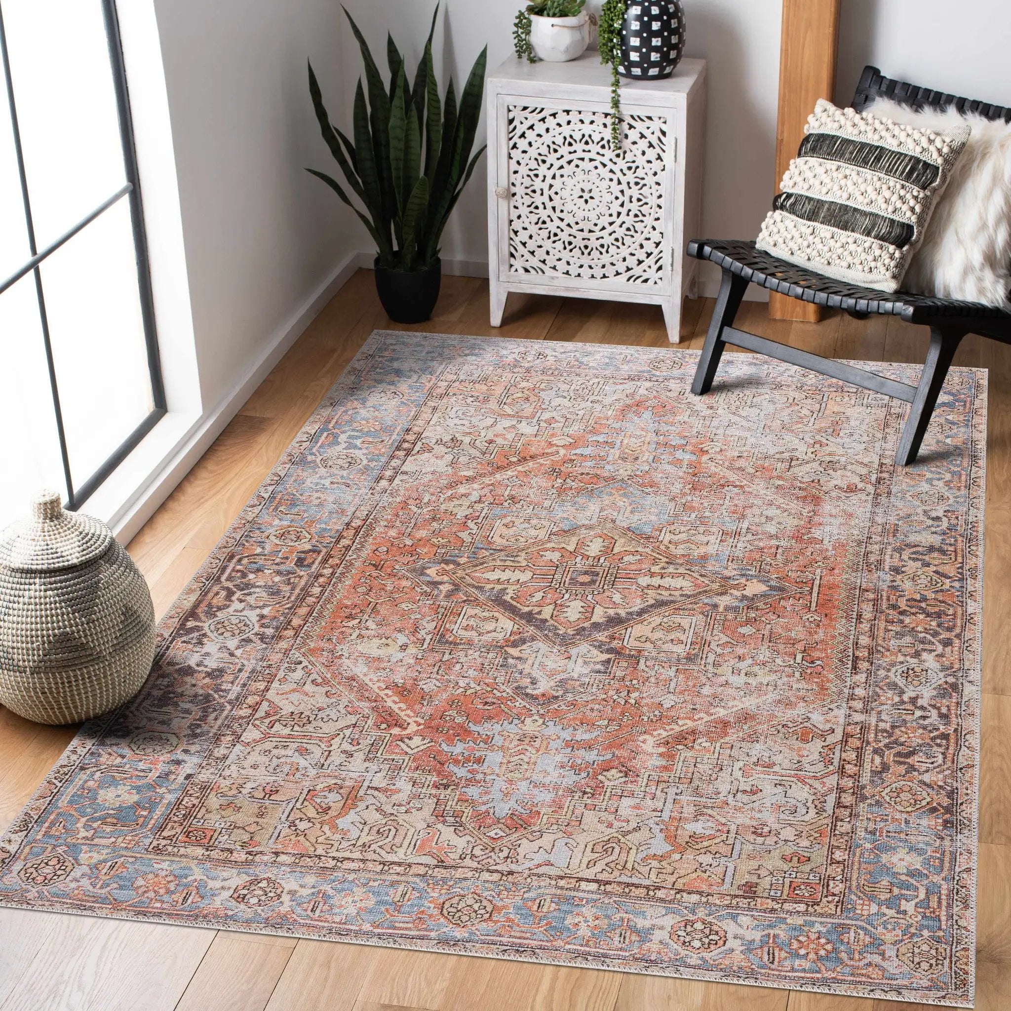 Eira Distressed Washable Rug - Clearance by Boutique Rugs