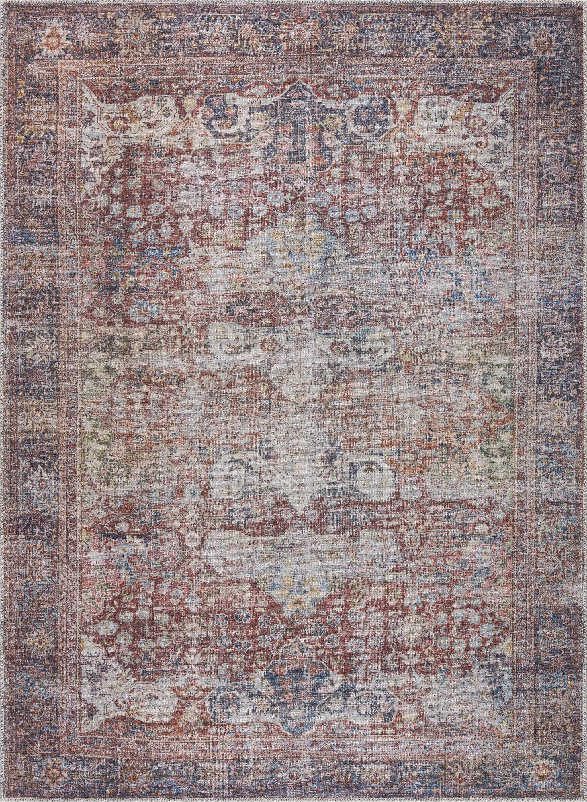 Rust Elki Vintage Medallion Washable Area Rug - Clearance by Boutique Rugs