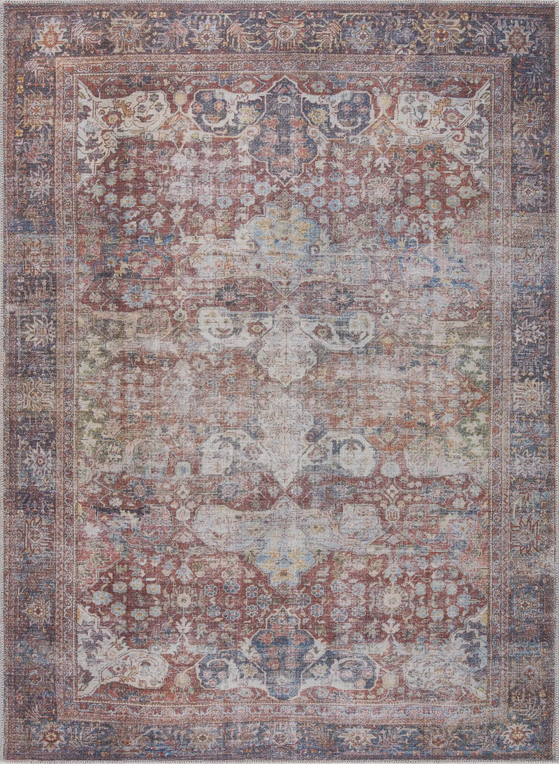 Rust Elki Vintage Medallion Washable Area Rug - Clearance by Boutique Rugs