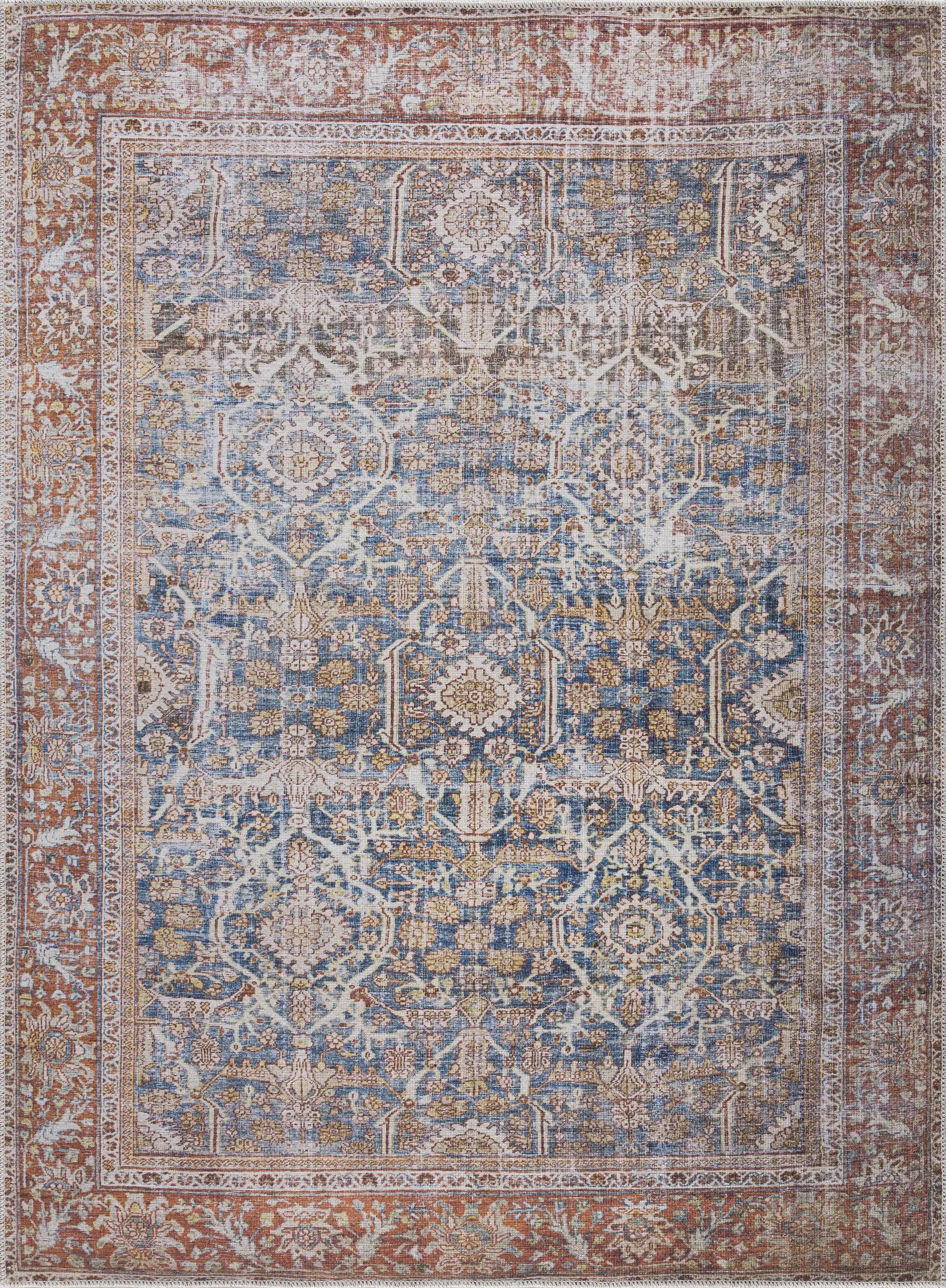 Rust Mair Traditional Washable Area Rug - Clearance by Boutique Rugs