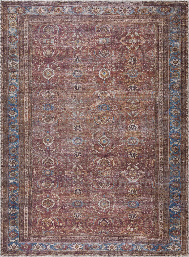 Rust Baki Traditional Washable Area Rug - Clearance by Boutique Rugs