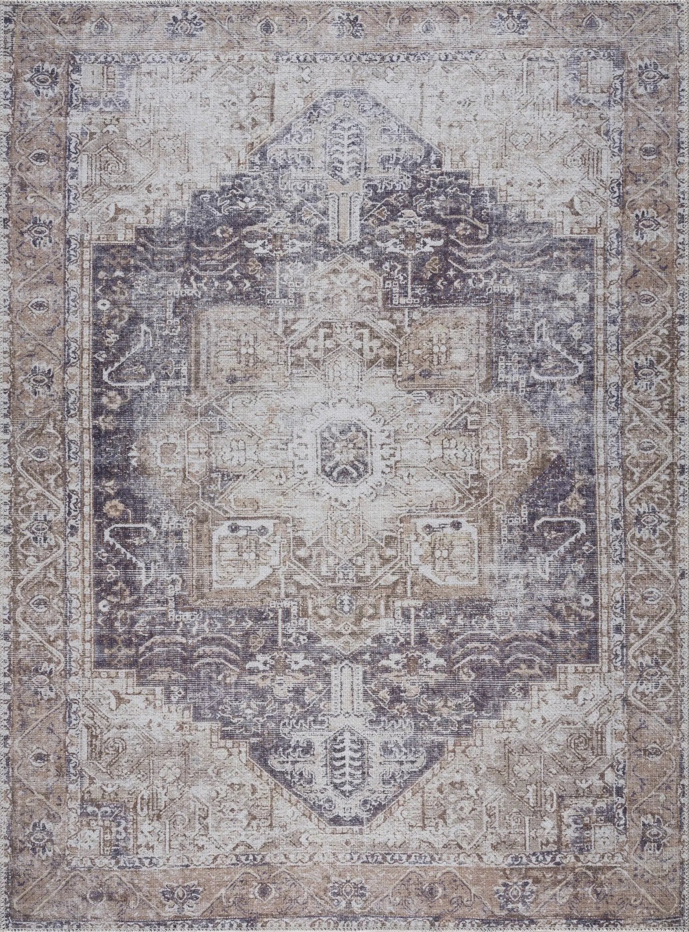 Beige Rosman Washable Area Rug - Clearance by Boutique Rugs
