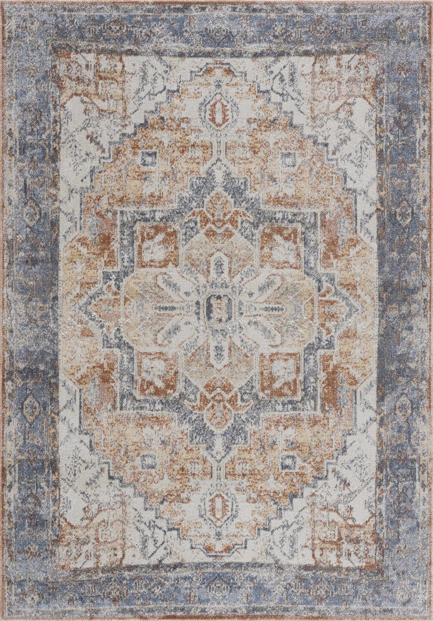 Blue Orange Hera Washable area rug - Clearance by Boutique Rugs