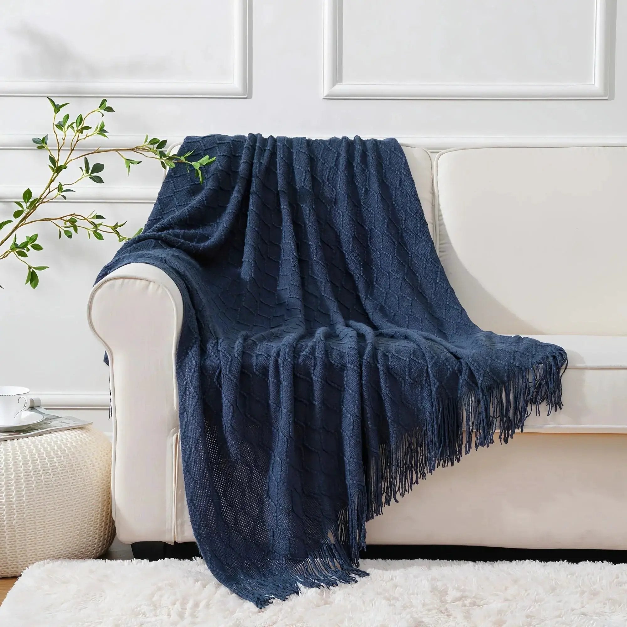Throw Blanket - Soft Navy Blue 50x60 by House Of Avana