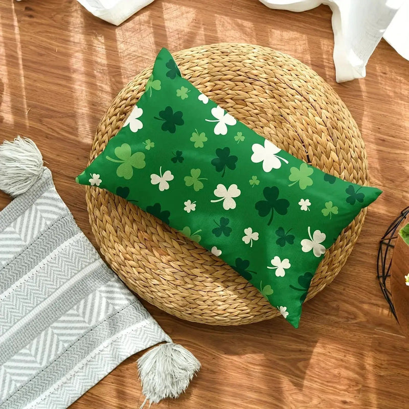Throw Pillow - Shamrock Green Polyester 12x20 inch by House Of Avana
