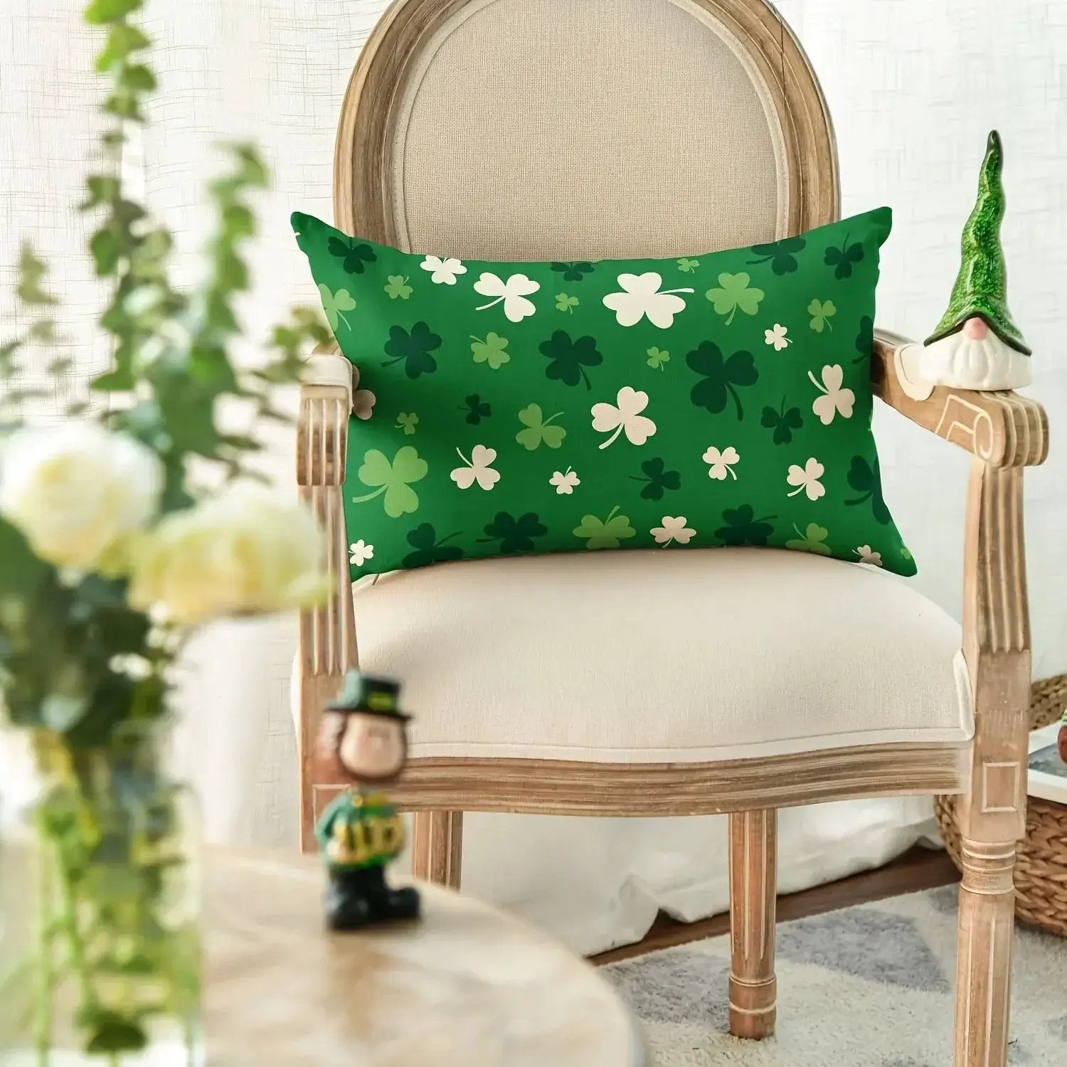 Throw Pillow - Shamrock Green Polyester 12x20 inch by House Of Avana