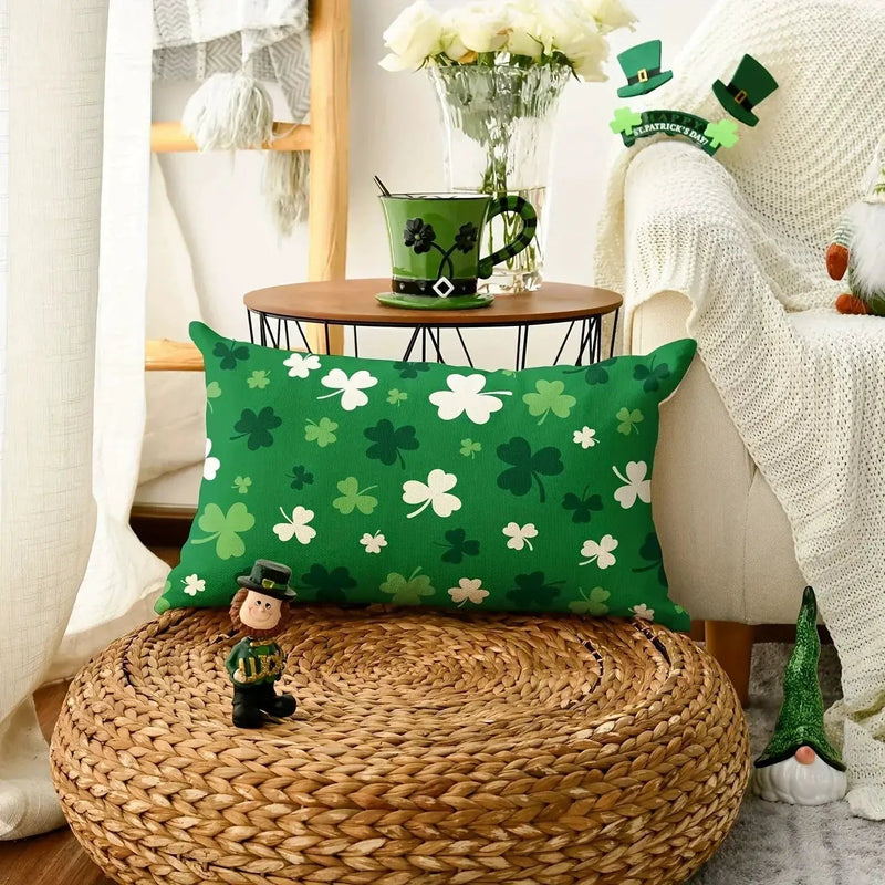 Throw Pillow - Shamrock Green Polyester 12x20 inch by House Of Avana