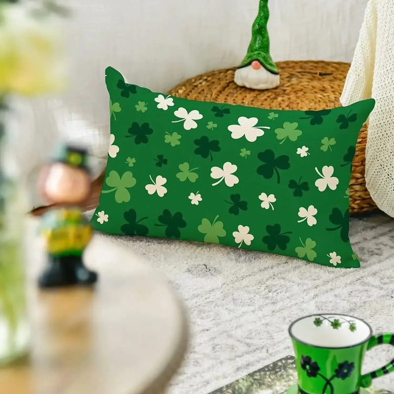 Throw Pillow - Shamrock Green Polyester 12x20 inch by House Of Avana