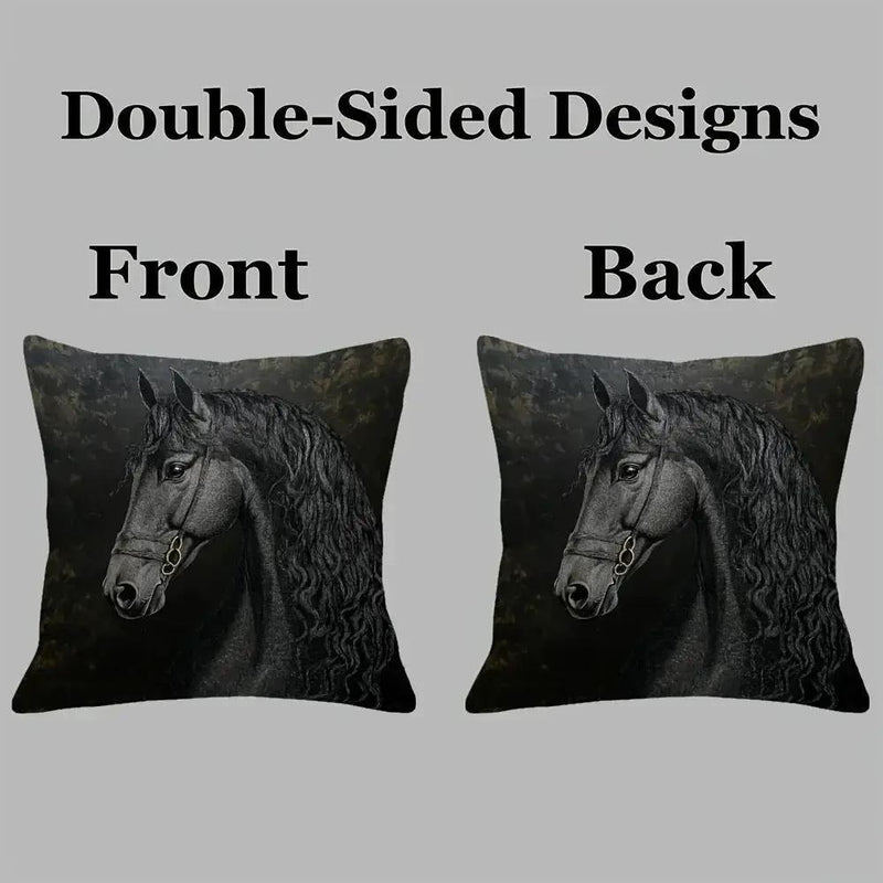 Throw Pillow - Soft Plush Friesian Horse 45x45cm by House Of Avana
