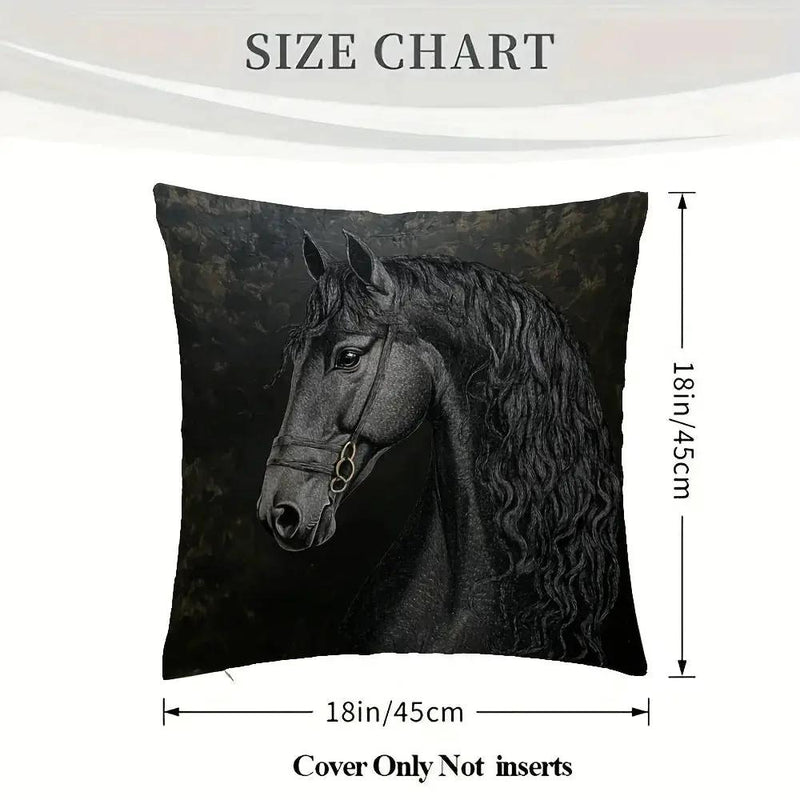 Throw Pillow - Soft Plush Friesian Horse 45x45cm by House Of Avana