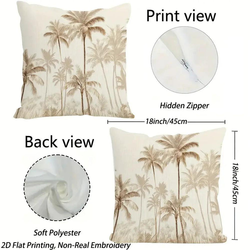 Throw Pillow - Zipper Beige Palm Tree by House Of Avana