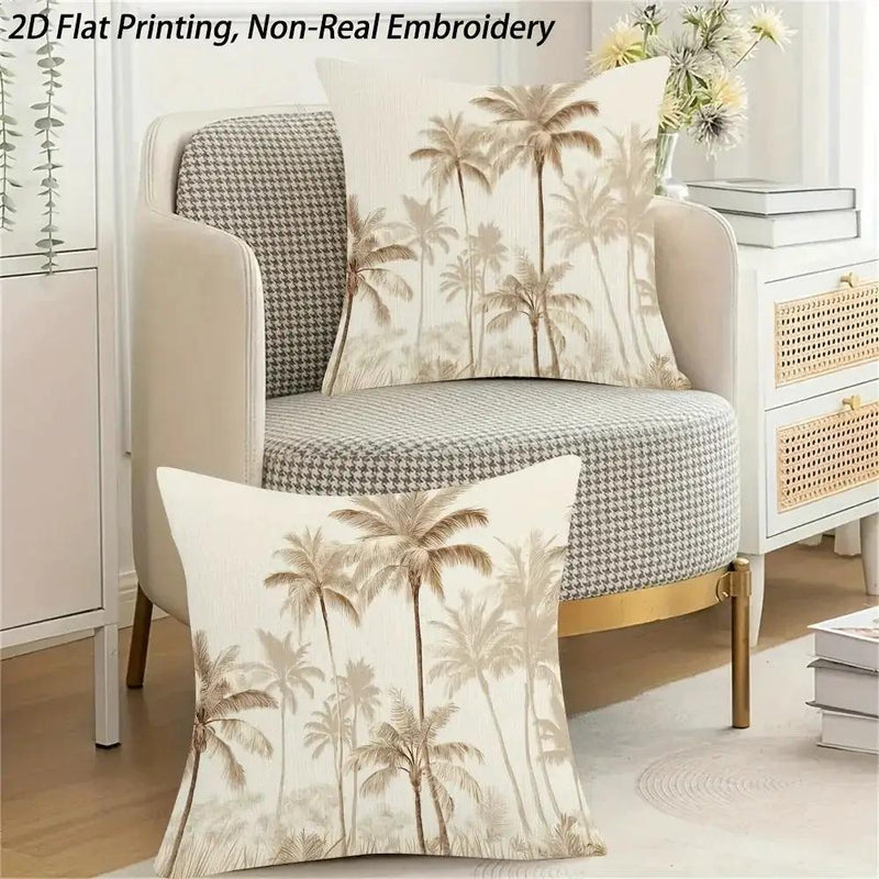 Throw Pillow - Zipper Beige Palm Tree by House Of Avana