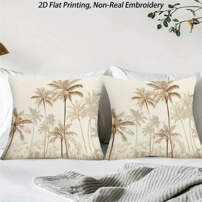 Throw Pillow - Zipper Beige Palm Tree by House Of Avana