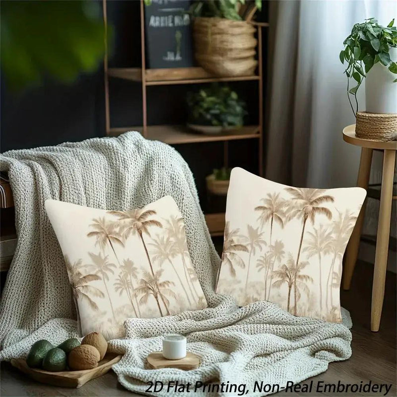 Throw Pillow - Zipper Beige Palm Tree by House Of Avana