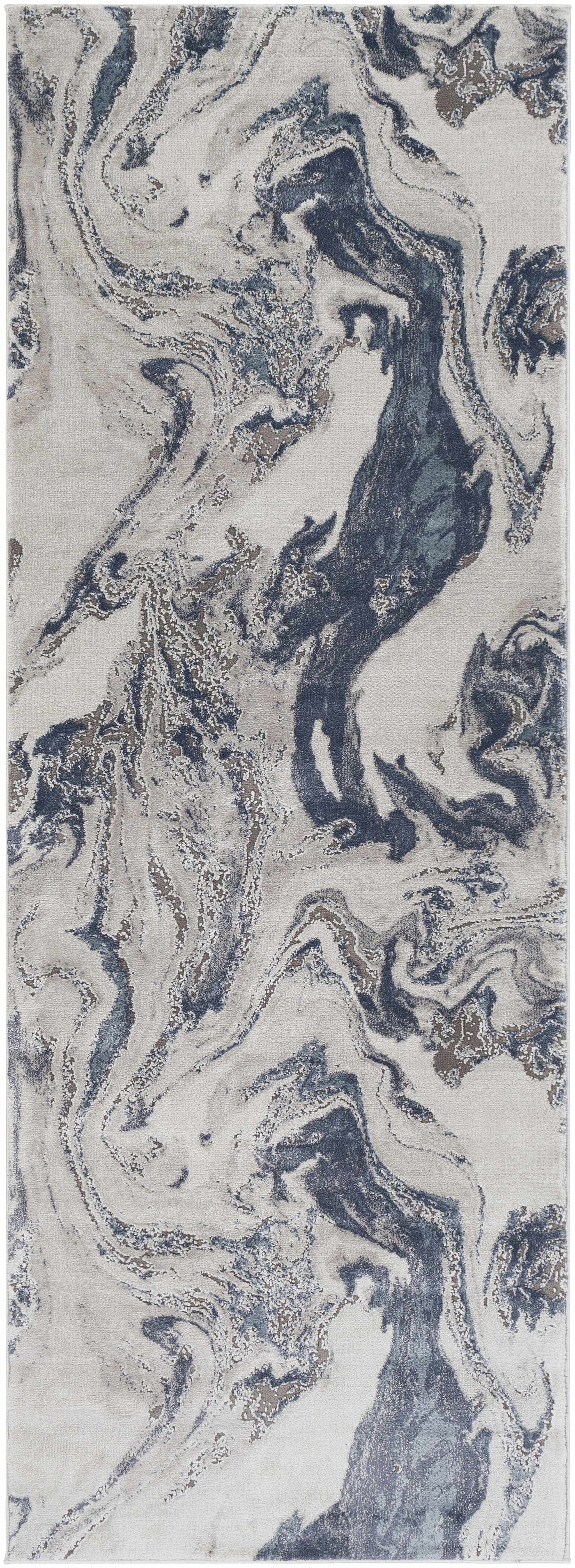 Moana Denim Blue Marble Area Rug by Boutique Rugs