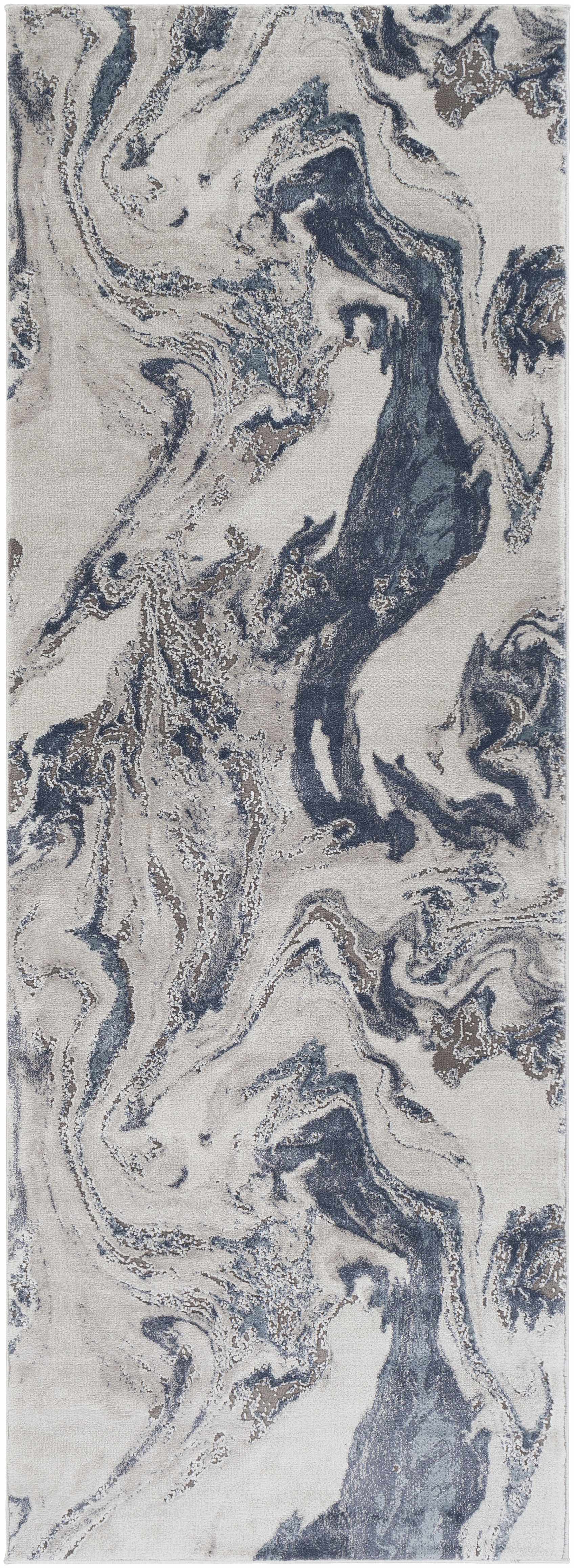 Moana Denim Blue Marble Area Rug by Boutique Rugs