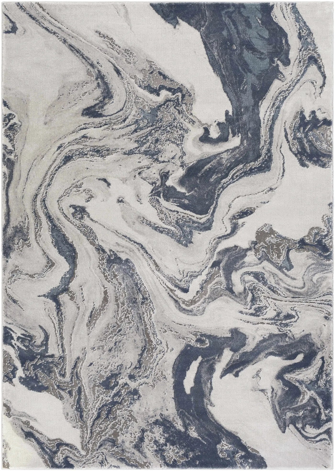 Moana Denim Blue Marble Area Rug by Boutique Rugs