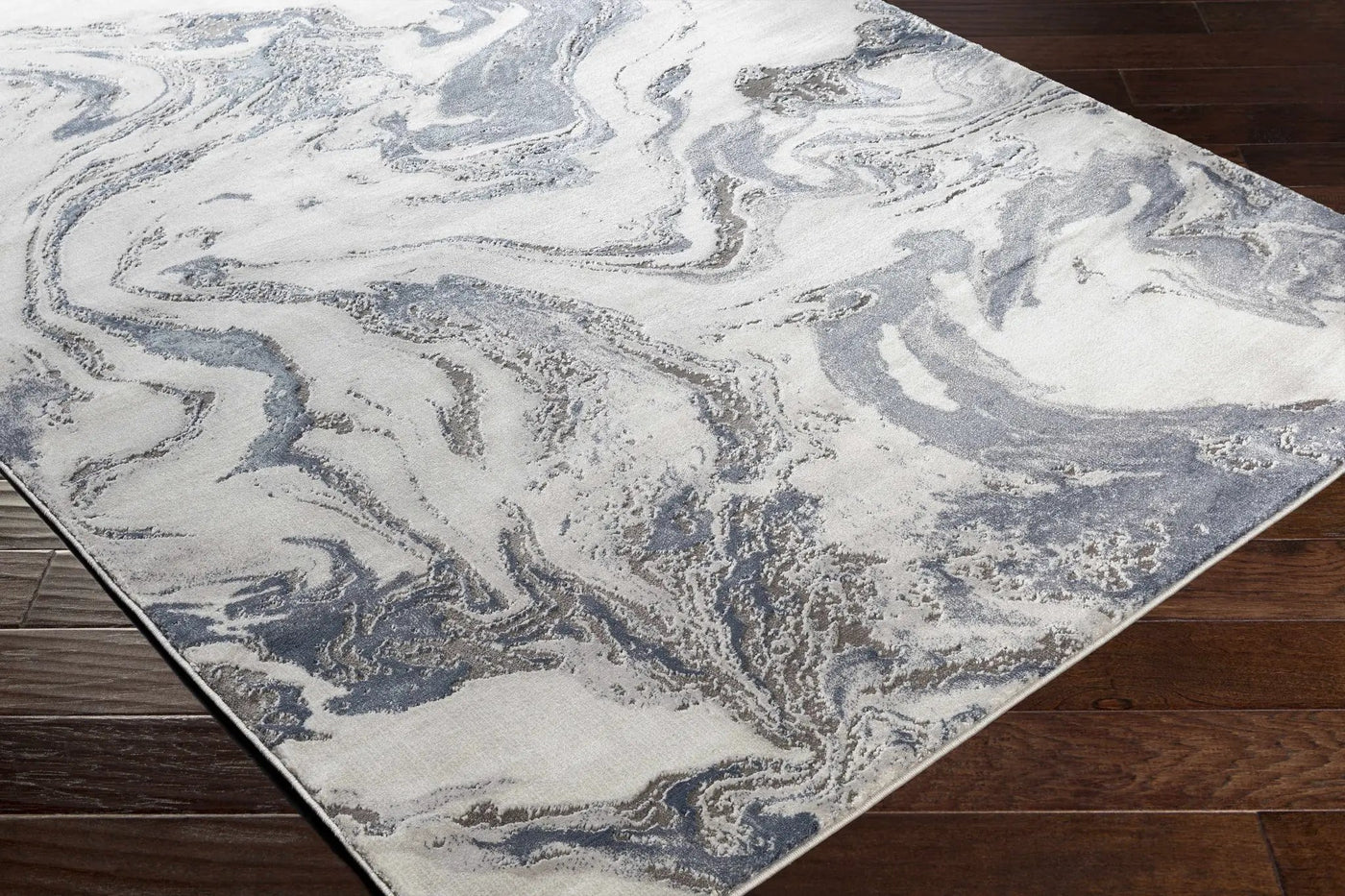 Moana Denim Blue Marble Area Rug by Boutique Rugs