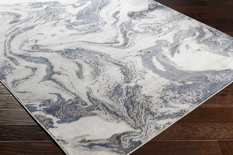 Moana Denim Blue Marble Area Rug by Boutique Rugs