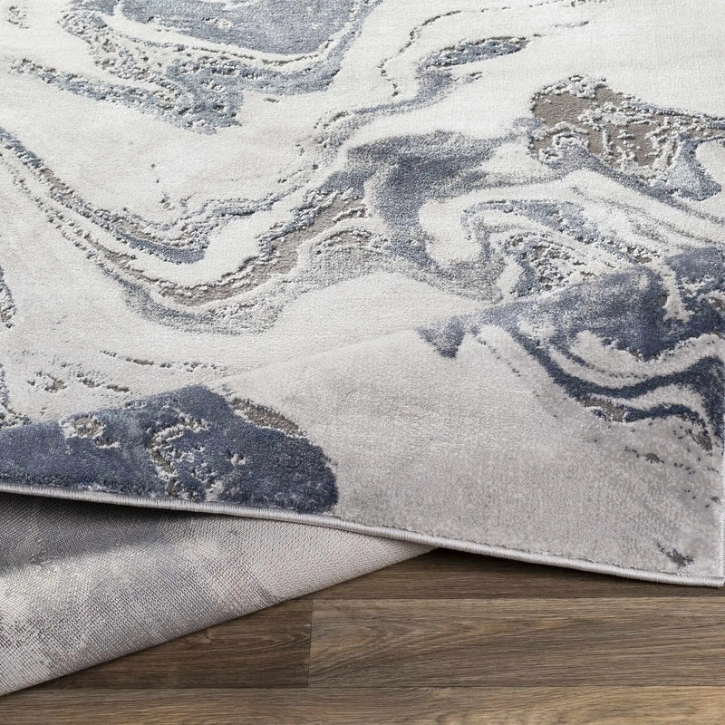 Moana Denim Blue Marble Area Rug by Boutique Rugs