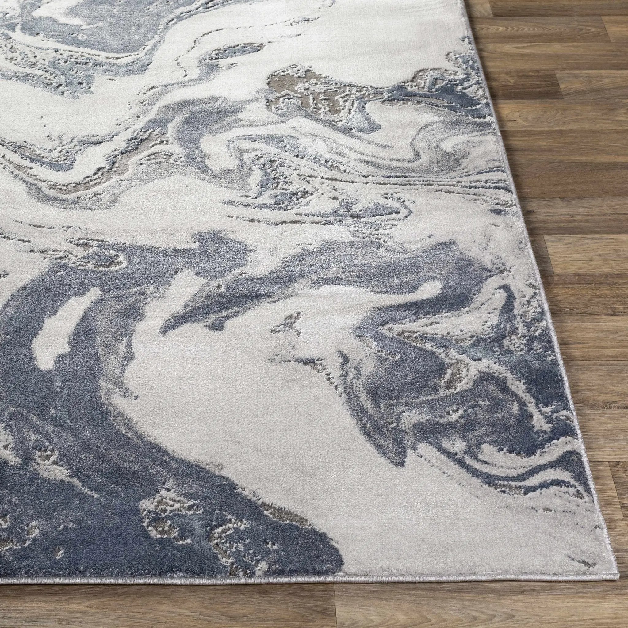 Moana Denim Blue Marble Area Rug by Boutique Rugs